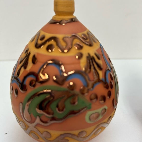 Red Clay Pottery / Lidded Trinket /Oval Hand Painted /Matching Small Vase - Picture 5 of 10